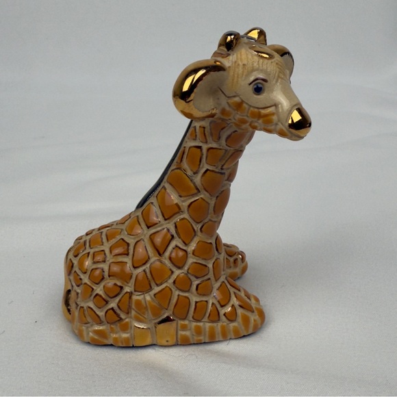Rinconada De Rosa Mini Giraffe Figurine Gold Accents Uruguay Signed 3.5” - Picture 5 of 10